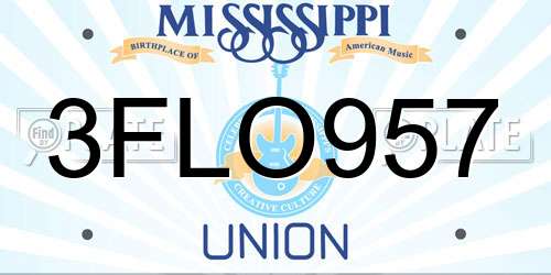 3FLO957 Mississippi License Plate