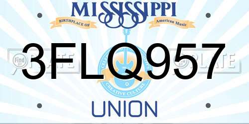 3FLQ957 Mississippi License Plate