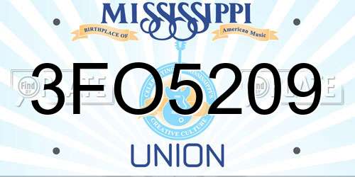 3FO5209 Mississippi License Plate