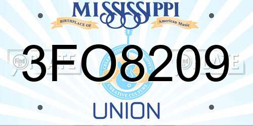 3FO8209 Mississippi License Plate