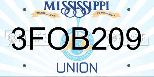 3FOB209 Mississippi License Plate