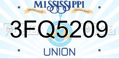3FQ5209 Mississippi License Plate