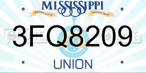3FQ8209 Mississippi License Plate
