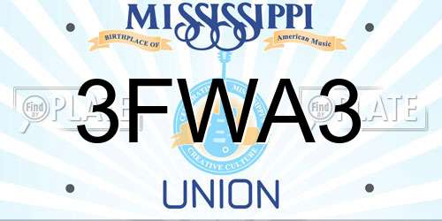3FWA3 Mississippi License Plate