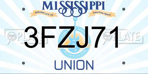 3FZJ71 Mississippi License Plate