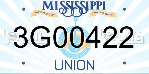 3G00422 Mississippi License Plate