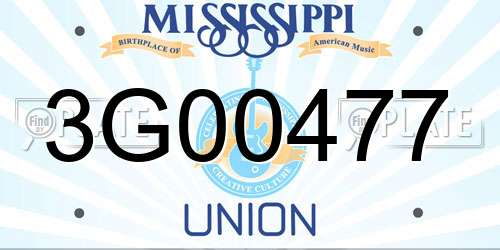 3G00477 Mississippi License Plate