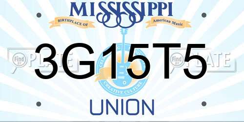 3G15T5 Mississippi License Plate