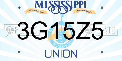 3G15Z5 Mississippi License Plate