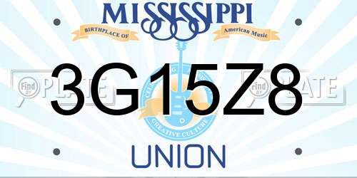 3G15Z8 Mississippi License Plate