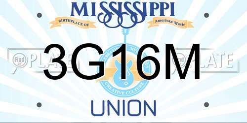 3G16M Mississippi License Plate