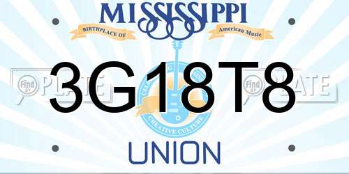 3G18T8 Mississippi License Plate