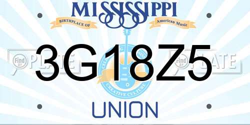 3G18Z5 Mississippi License Plate