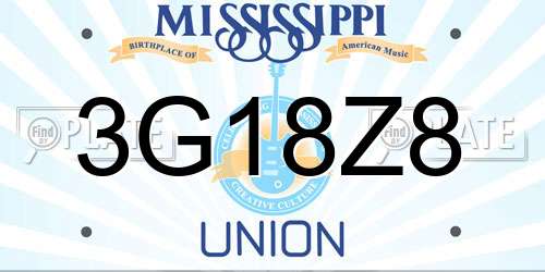 3G18Z8 Mississippi License Plate