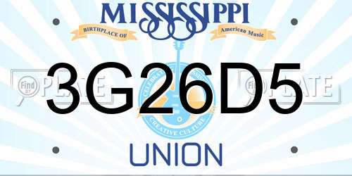 3G26D5 Mississippi License Plate