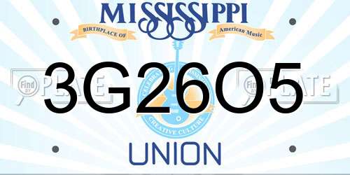 3G26O5 Mississippi License Plate