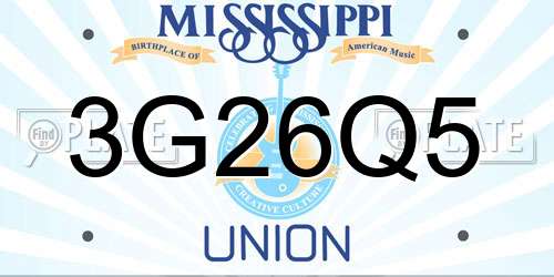 3G26Q5 Mississippi License Plate