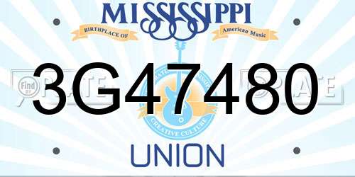 3G47480 Mississippi License Plate