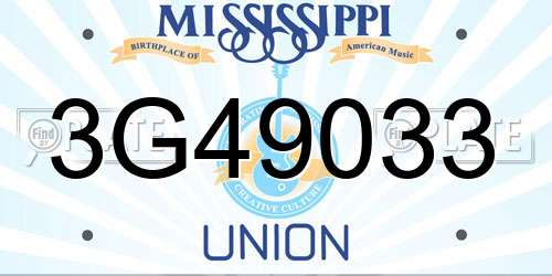 3G49033 Mississippi License Plate