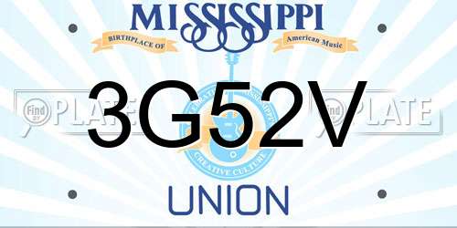 3G52V Mississippi License Plate