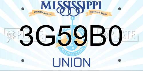 3G59B0 Mississippi License Plate