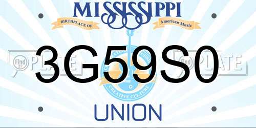 3G59S0 Mississippi License Plate