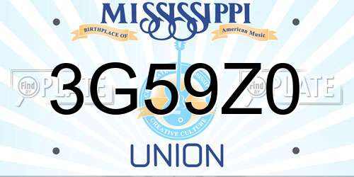 3G59Z0 Mississippi License Plate