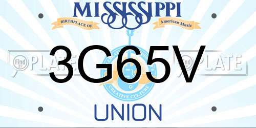 3G65V Mississippi License Plate