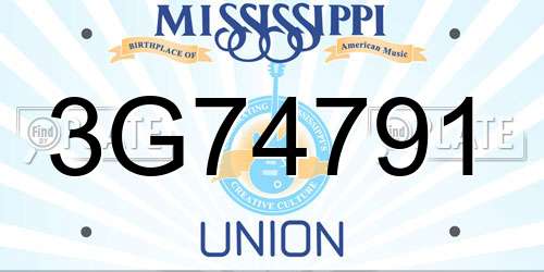 3G74791 Mississippi License Plate