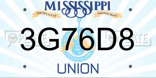 3G76D8 Mississippi License Plate