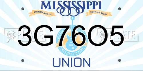 3G76O5 Mississippi License Plate