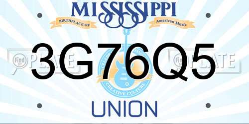 3G76Q5 Mississippi License Plate