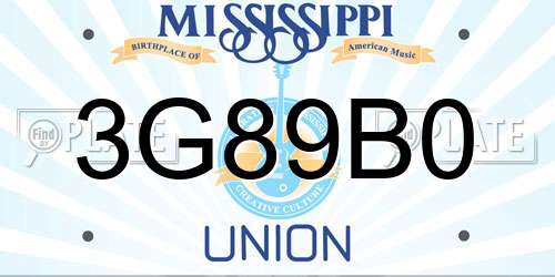 3G89B0 Mississippi License Plate
