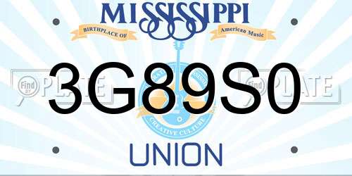 3G89S0 Mississippi License Plate