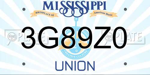 3G89Z0 Mississippi License Plate