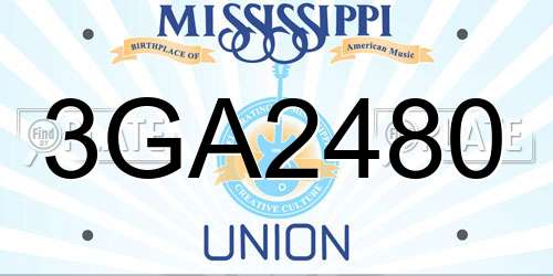 3GA2480 Mississippi License Plate