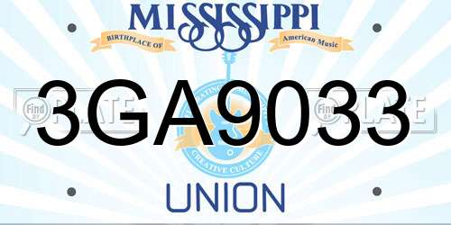 3GA9033 Mississippi License Plate
