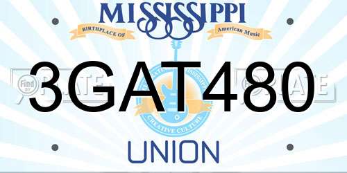3GAT480 Mississippi License Plate