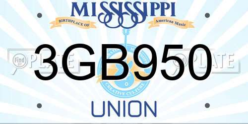 3GB950 Mississippi License Plate