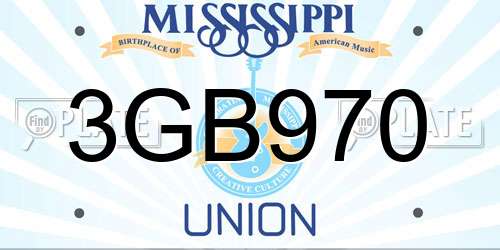 3GB970 Mississippi License Plate