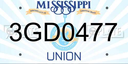 3GD0477 Mississippi License Plate