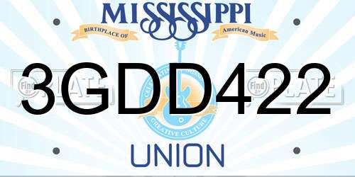 3GDD422 Mississippi License Plate