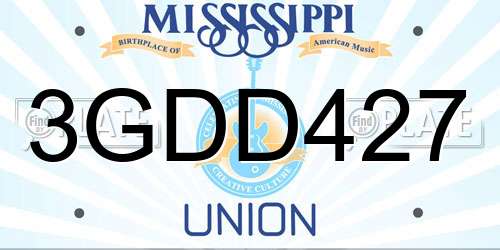 3GDD427 Mississippi License Plate