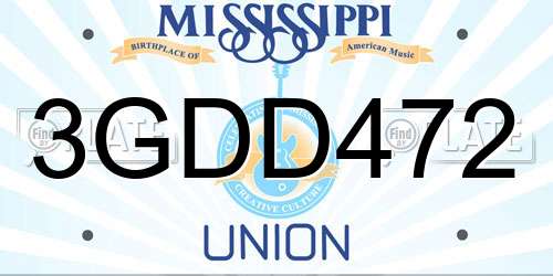 3GDD472 Mississippi License Plate