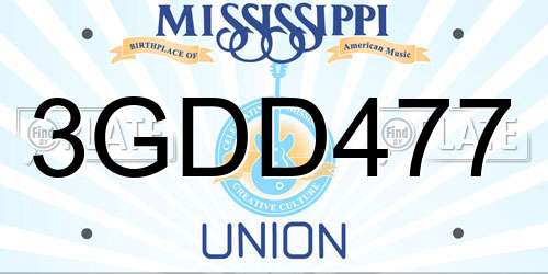 3GDD477 Mississippi License Plate
