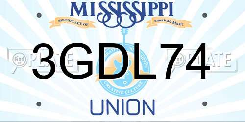 3GDL74 Mississippi License Plate
