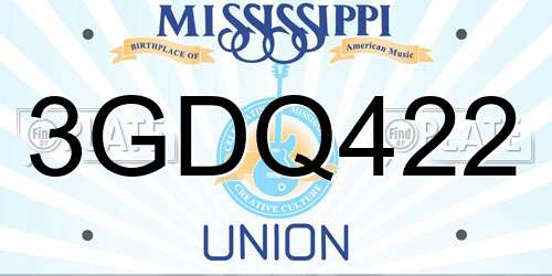3GDQ422 Mississippi License Plate