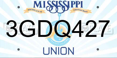 3GDQ427 Mississippi License Plate