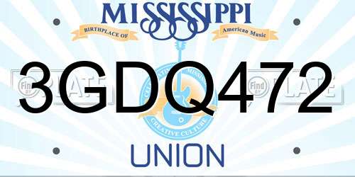 3GDQ472 Mississippi License Plate