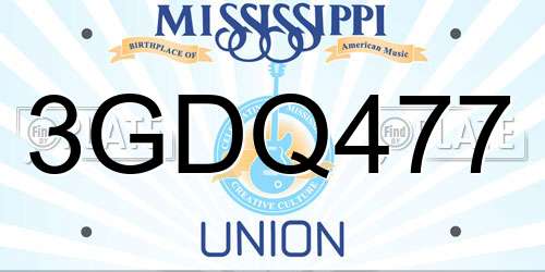 3GDQ477 Mississippi License Plate